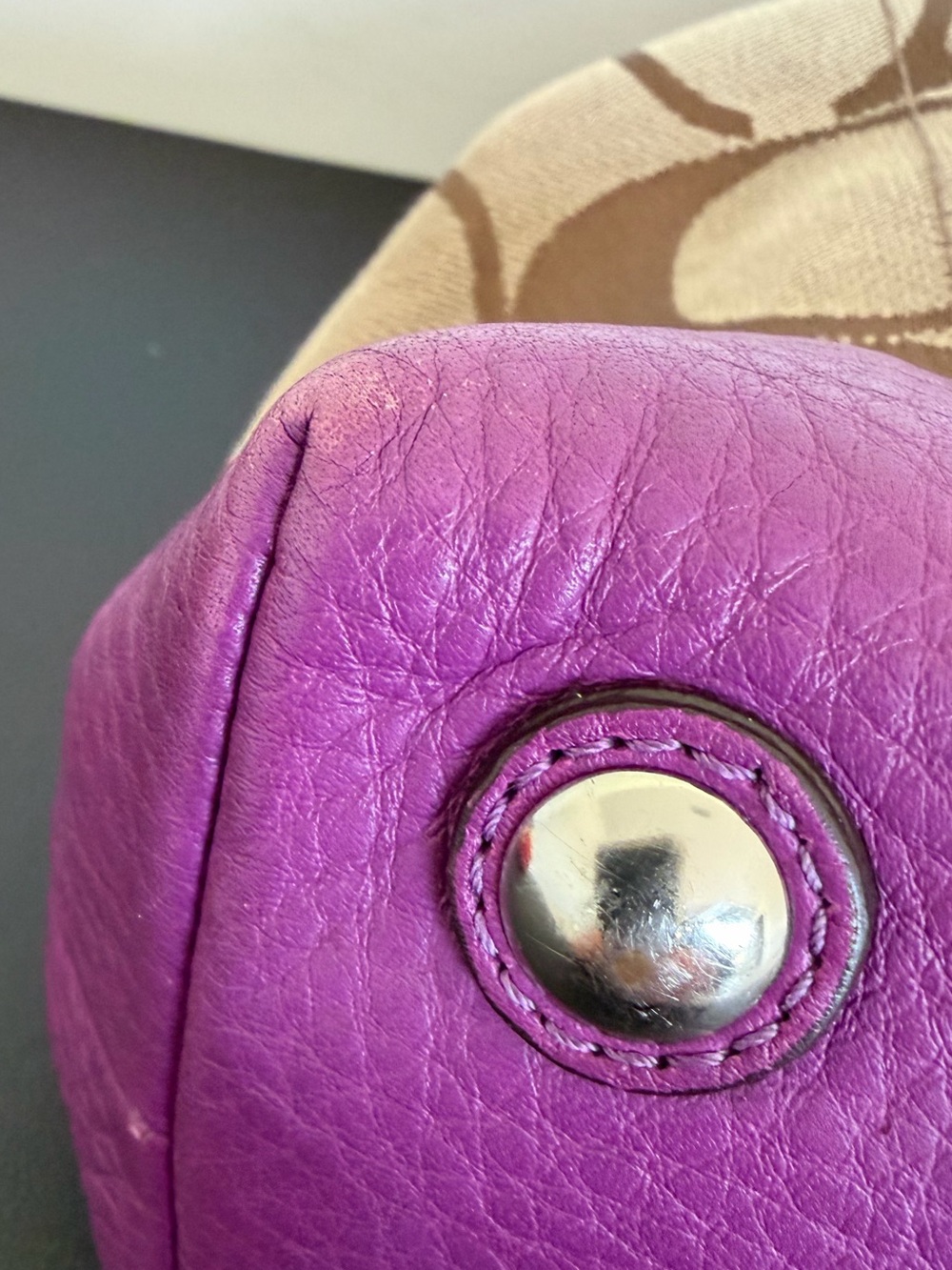 Coach Penelope Signature Shopper 14422 Khaki Berry Shoulder Tote - Picture 15 of 16